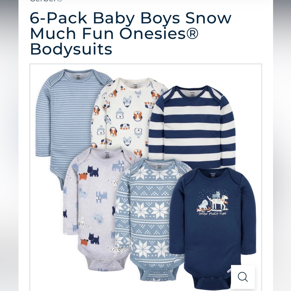 Gerber Baby Boys Blue and Gray Bodysuits 6-Pack